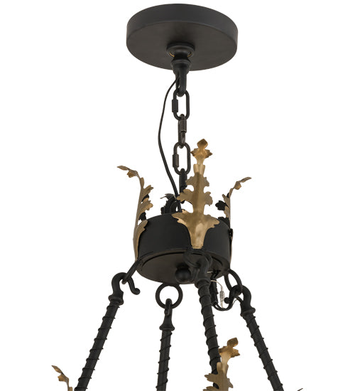 Meyda Lighting Filomena 48" 8-Light Blackwash and Gold Accents Chandelier With Ivory Faux Candlelight