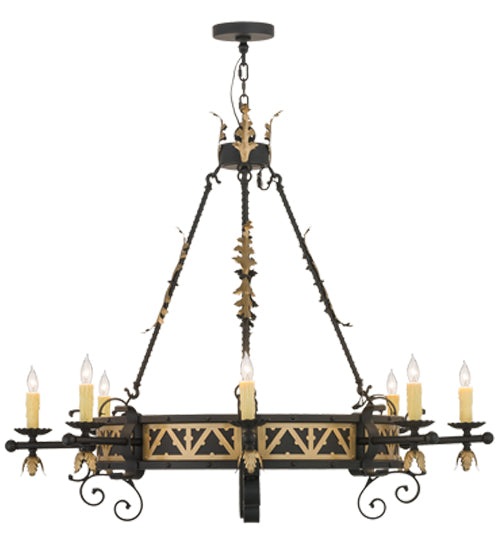 Meyda Lighting Filomena 48" 8-Light Blackwash and Gold Accents Chandelier With Ivory Faux Candlelight