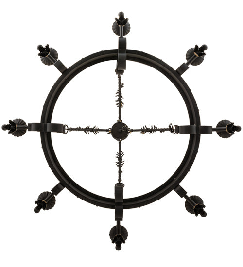 Meyda Lighting Filomena 48" 8-Light Blackwash and Gold Accents Chandelier With Ivory Faux Candlelight