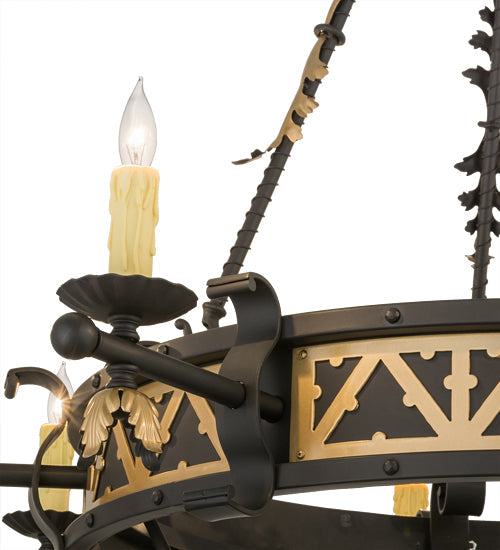 Meyda Lighting Filomena 48" 8-Light Blackwash and Gold Accents Chandelier With Ivory Faux Candlelight