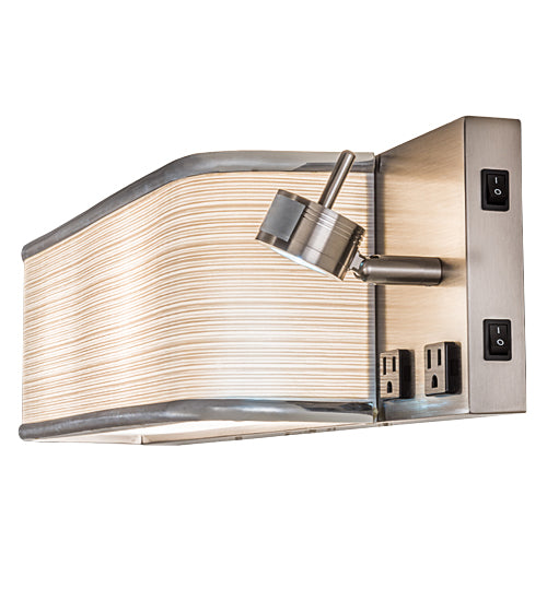 Meyda Lighting Finley 24" 3-Light Brushed Nickel Wall Sconce With Beige & White Statuario Idalight Shade
