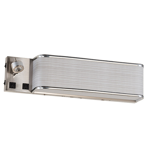 Meyda Lighting Finley 24" 3-Light Nickel Wall Sconce With Beige Textrene & White Statuario Idalight Shade