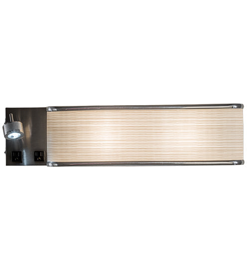 Meyda Lighting Finley 24" 3-Light Nickel Wall Sconce With Beige Textrene & White Statuario Idalight Shade
