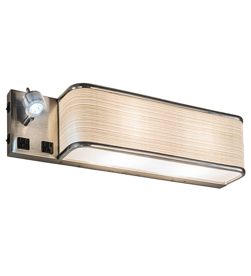 Meyda Lighting Finley 24" 3-Light Nickel Wall Sconce With Beige Textrene & White Statuario Idalight Shade