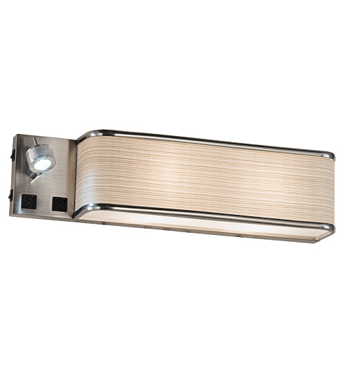 Meyda Lighting Finley 24" 3-Light Nickel Wall Sconce With Beige Textrene & White Statuario Idalight Shade