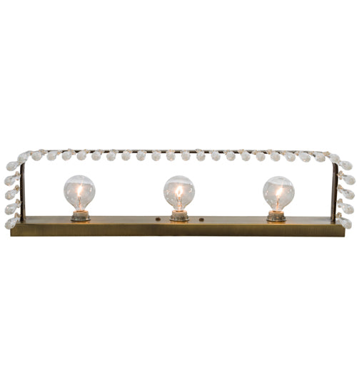 Meyda Lighting Finnimore 20" 3-Light Antique Brass Vanity Light With Clear Crystal Shade