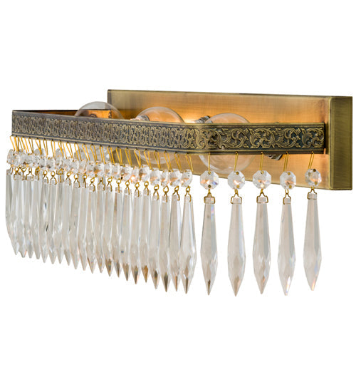 Meyda Lighting Finnimore 20" 3-Light Antique Brass Vanity Light With Clear Crystal Shade