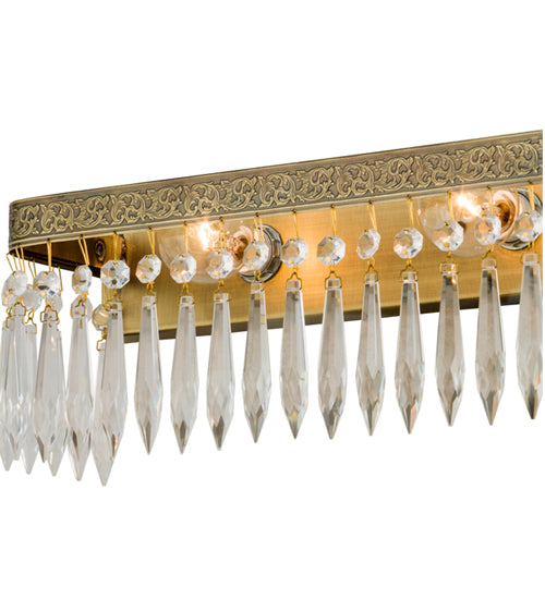 Meyda Lighting Finnimore 20" 3-Light Antique Brass Vanity Light With Clear Crystal Shade