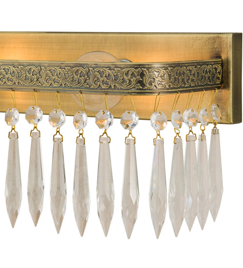 Meyda Lighting Finnimore 20" 3-Light Antique Brass Vanity Light With Clear Crystal Shade