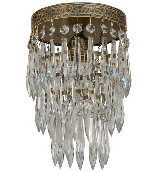 Meyda Lighting Finnimore 6" Antique Brass Flush Mount Light With Clear Crystal Shade Glass