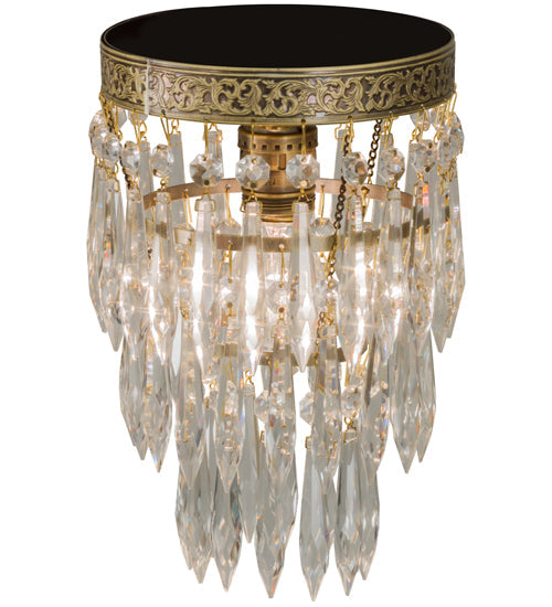Meyda Lighting Finnimore 6" Antique Brass Flush Mount Light With Clear Crystal Shade Glass