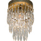 Meyda Lighting Finnimore 6" Antique Brass Flush Mount Light With Clear Crystal Shade Glass