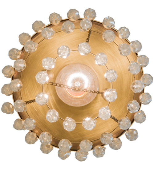 Meyda Lighting Finnimore 6" Antique Brass Flush Mount Light With Clear Crystal Shade Glass