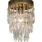 Meyda Lighting Finnimore 6" Antique Brass Flush Mount Light With Clear Crystal Shade Glass