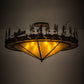 Meyda Lighting Fishtracks 48" 6-Light Cafe Noir Semi-flush Mount Ceiling Light With Amber Mica Shade Glass