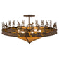 Meyda Lighting Fishtracks 48" 6-Light Cafe Noir Semi-flush Mount Ceiling Light With Amber Mica Shade Glass