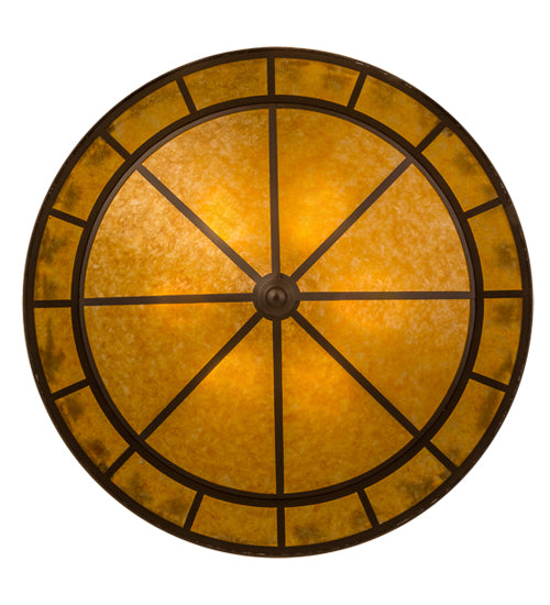 Meyda Lighting Fishtracks 48" 6-Light Cafe Noir Semi-flush Mount Ceiling Light With Amber Mica Shade Glass