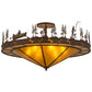 Meyda Lighting Fishtracks 48" 6-Light Cafe Noir Semi-flush Mount Ceiling Light With Amber Mica Shade Glass