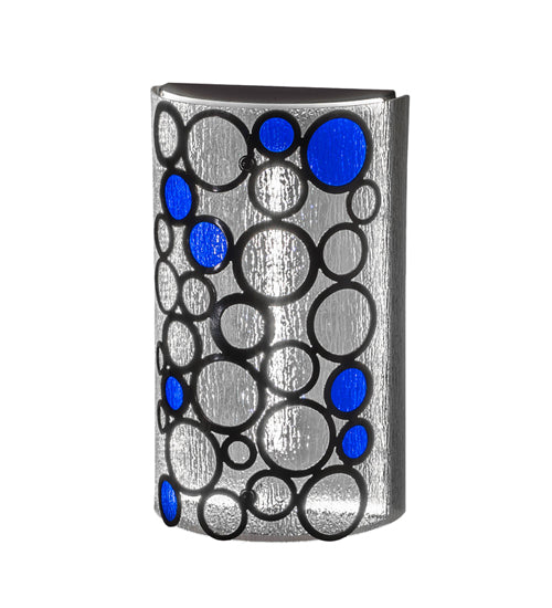 Meyda Lighting Fizz 12" LED Mirror Black Wall Sconce With Clear Rainfall & Blue Sapphire Idalight Shade Glass