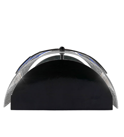 Meyda Lighting Fizz 12" LED Mirror Black Wall Sconce With Clear Rainfall & Blue Sapphire Idalight Shade Glass