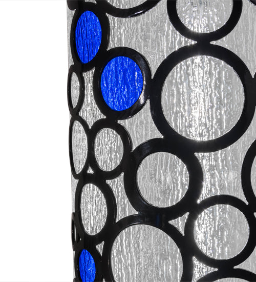 Meyda Lighting Fizz 12" LED Mirror Black Wall Sconce With Clear Rainfall & Blue Sapphire Idalight Shade Glass