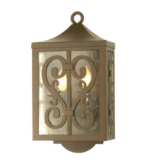 Meyda Lighting Flemington 10" 2-Light Cafe Noir Wall Sconce With Clear Seeded Art Shade Glass