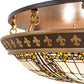 Meyda Lighting Fleur-De-Lis 163008 44" 8-Light Copper Vein & Gold Flush Mount Light With Multi-Colored Shade Glass