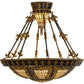 Meyda Lighting Fleur-De-Lis 28" 6-Light Copper Vein Semi-flush Mount Ceiling Light With Multi-Colored Iridescent Shade Glass