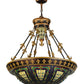 Meyda Lighting Fleur-De-Lis 28" 6-Light Inverted Pendant Light With Multi-Colored Stained Shade Glass
