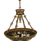 Meyda Lighting Fleur-De-Lis 28" 6-Light Inverted Pendant Light With Multi-Colored Stained Shade Glass