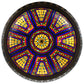 Meyda Lighting Fleur-De-Lis 28" 6-Light Inverted Pendant Light With Multi-Colored Stained Shade Glass