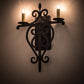 Meyda Lighting Fleur De Lys 15" 2-Light Costello Black Wall Sconce With Ivory Faux Candlelight