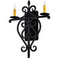 Meyda Lighting Fleur De Lys 15" 2-Light Costello Black Wall Sconce With Ivory Faux Candlelight