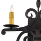 Meyda Lighting Fleur De Lys 15" 2-Light Costello Black Wall Sconce With Ivory Faux Candlelight