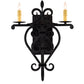 Meyda Lighting Fleur De Lys 15" 2-Light Costello Black Wall Sconce With Ivory Faux Candlelight