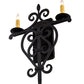 Meyda Lighting Fleur De Lys 15" 2-Light Costello Black Wall Sconce With Ivory Faux Candlelight