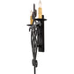 Meyda Lighting Fleur De Lys 15" 2-Light Costello Black Wall Sconce With Ivory Faux Candlelight