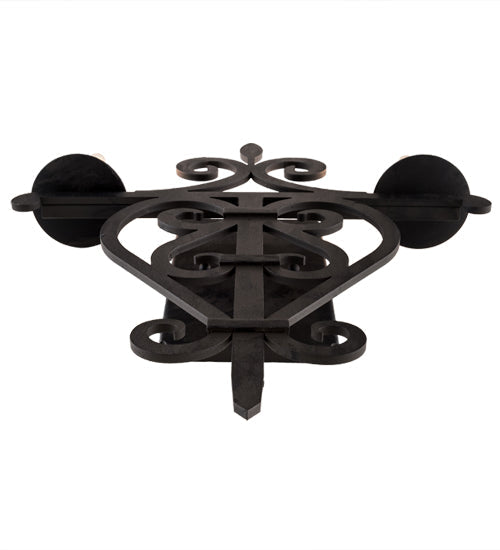 Meyda Lighting Fleur De Lys 15" 2-Light Costello Black Wall Sconce With Ivory Faux Candlelight