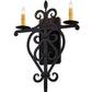 Meyda Lighting Fleur De Lys 15" 2-Light Costello Black Wall Sconce With Ivory Faux Candlelight