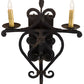 Meyda Lighting Fleur De Lys 15" 2-Light Distressed Costello Black Wall Sconce With Ivory Faux Candlelight