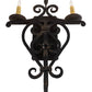 Meyda Lighting Fleur De Lys 15" 2-Light Distressed Costello Black Wall Sconce With Ivory Faux Candlelight