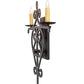 Meyda Lighting Fleur De Lys 15" 2-Light Distressed Costello Black Wall Sconce With Ivory Faux Candlelight