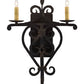 Meyda Lighting Fleur De Lys 15" 2-Light Distressed Costello Black Wall Sconce With Ivory Faux Candlelight
