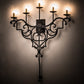 Meyda Lighting Fleur De Lys 36" 5-Light Costello Black Wall Sconce With Amber Faux Candlelight