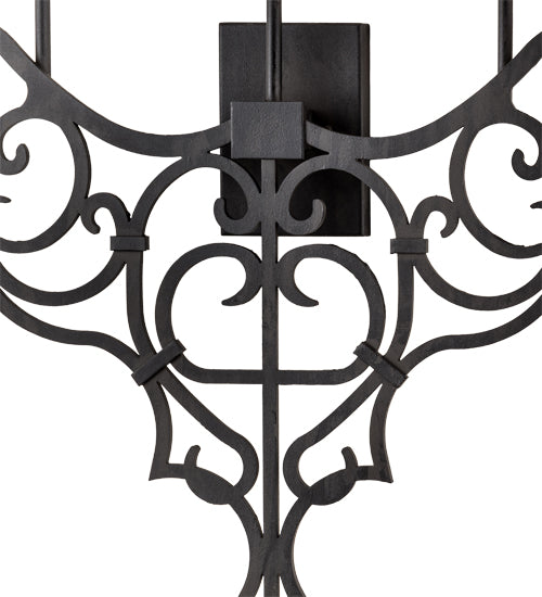 Meyda Lighting Fleur De Lys 36" 5-Light Costello Black Wall Sconce With Amber Faux Candlelight