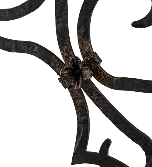 Meyda Lighting Fleur De Lys 36" 5-Light Distressed Costello Black Wall Sconce With Ivory Faux Candlelight
