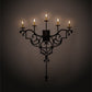 Meyda Lighting Fleur De Lys 36" 5-Light Distressed Costello Black Wall Sconce With Ivory Faux Candlelight