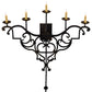 Meyda Lighting Fleur De Lys 36" 5-Light Distressed Costello Black Wall Sconce With Ivory Faux Candlelight