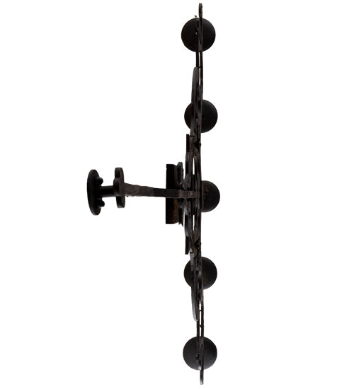 Meyda Lighting Fleur De Lys 36" 5-Light Distressed Costello Black Wall Sconce With Ivory Faux Candlelight
