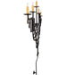 Meyda Lighting Fleur De Lys 36" 5-Light Distressed Costello Black Wall Sconce With Ivory Faux Candlelight
